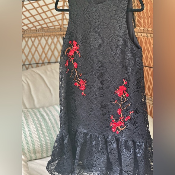 Nicole Miller Black Red Lace Sleeveless Christmas Holiday NYE Dress  Sz 12 - Picture 6 of 11